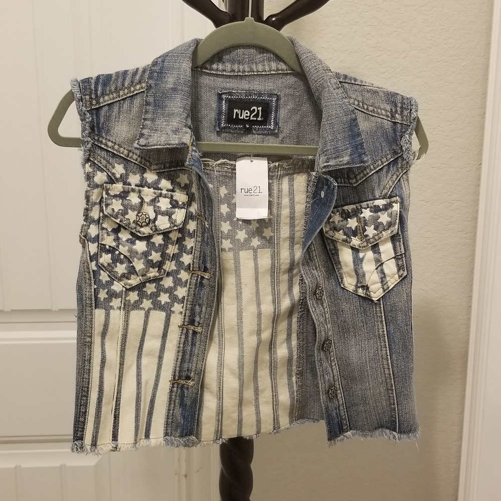 New stars and stripes/flag denim vest